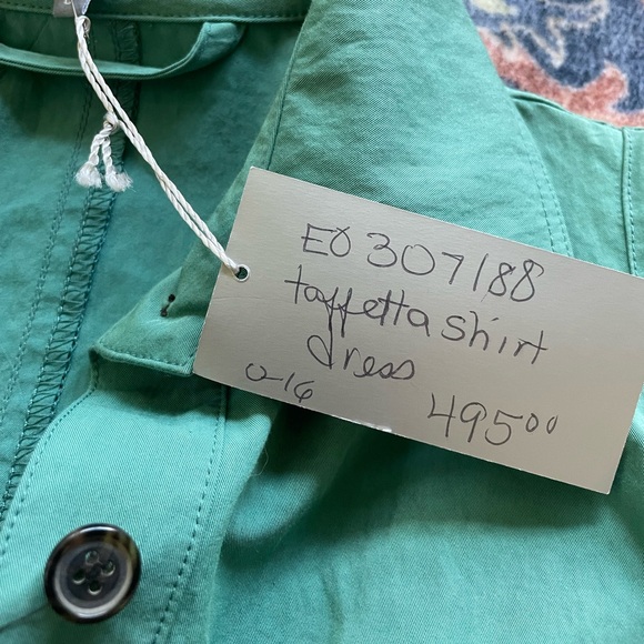 Bill Blass Sage Green Taffeta Button Front Belted Midi Dress Size 0 NWT - Picture 6 of 13